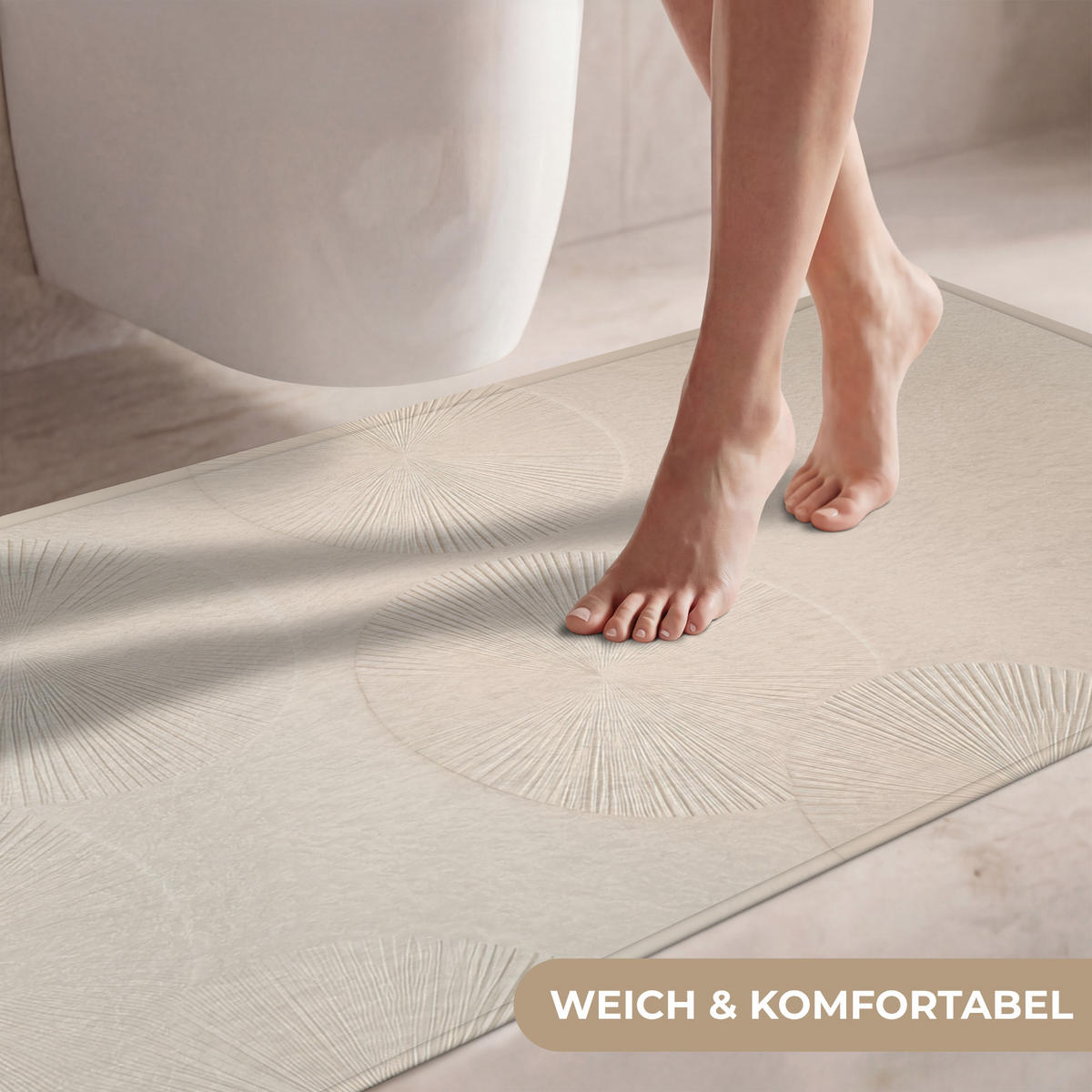 WC-VORLEGER Japandi - Beige - Modern WC Teppich 120x60 cm - Beige, Kunststoff/Textil (120/60cm) - OnlyWow