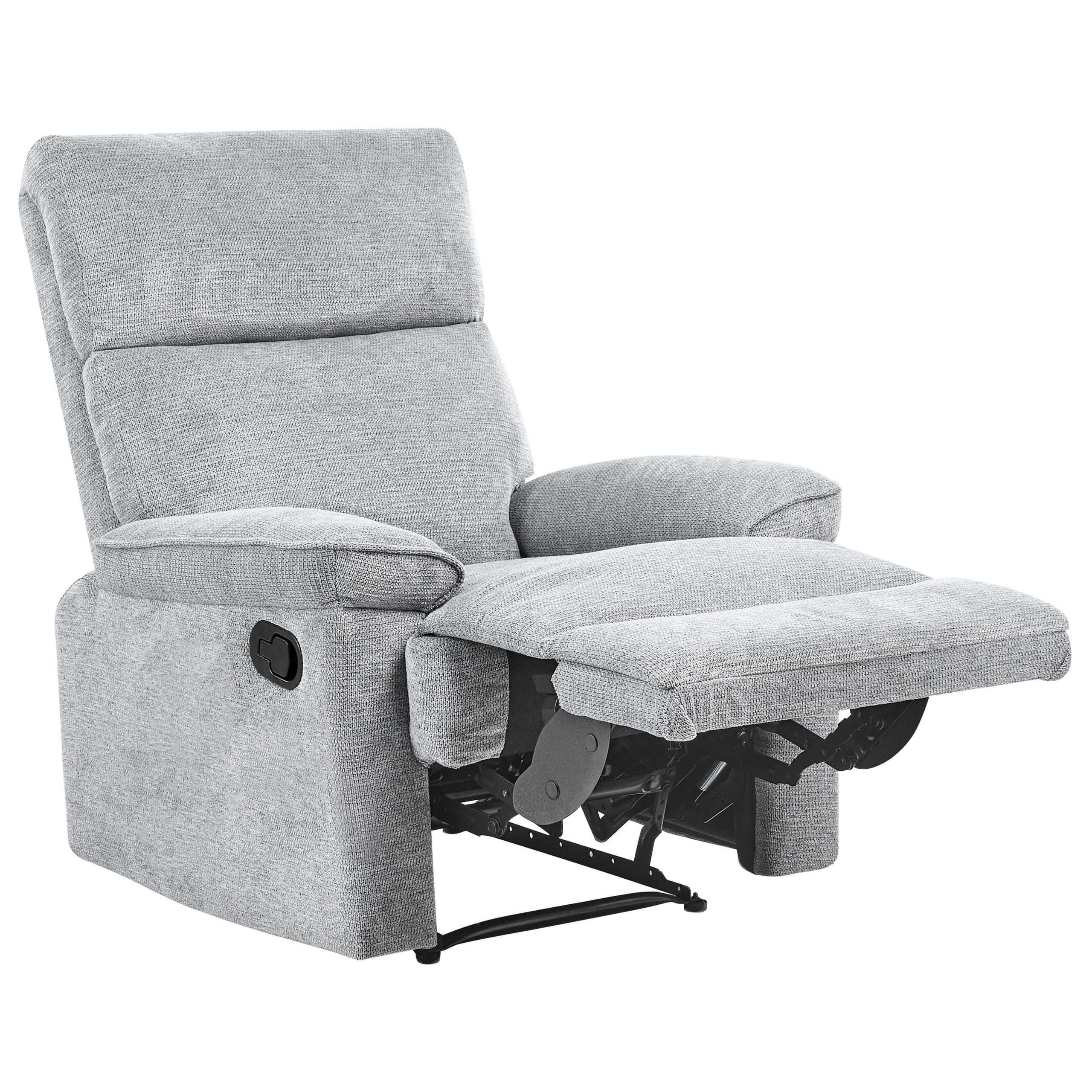 FERNSEHSESSEL mit Fußstütze Stoff Grau Everton - Dunkelgrau, Textil/Metall (83/100/94cm) - Beliani