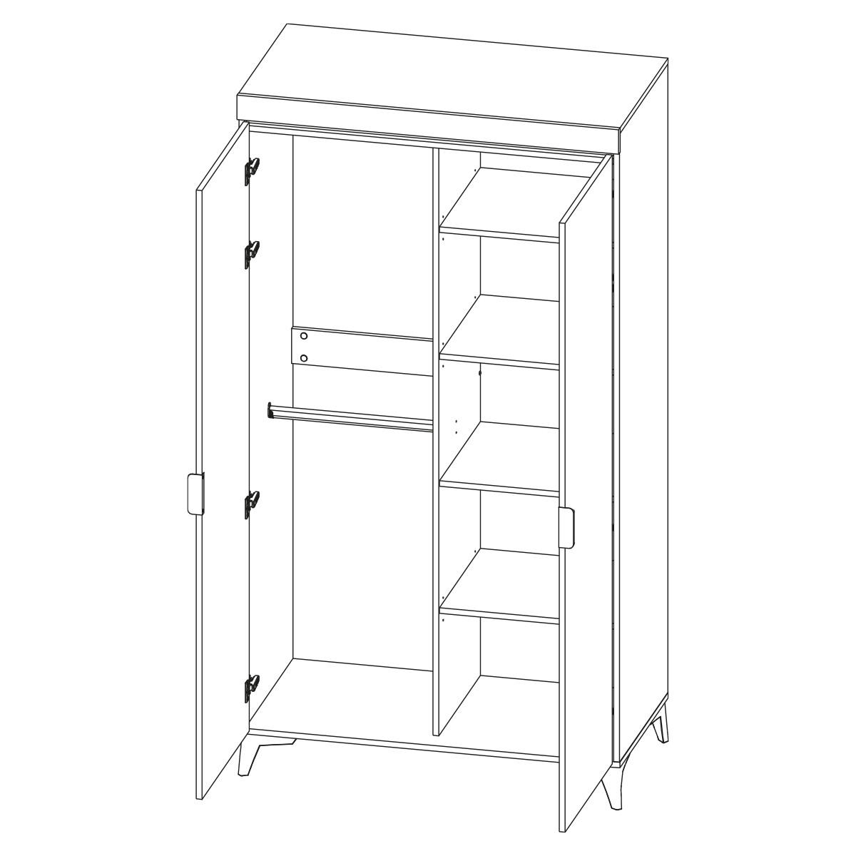 SKŘÍŇ 2DVEŘOVÁ Ruben Dřevo - hnědá, kompozitní dřevo (105/195/55cm) - Petits-meubles