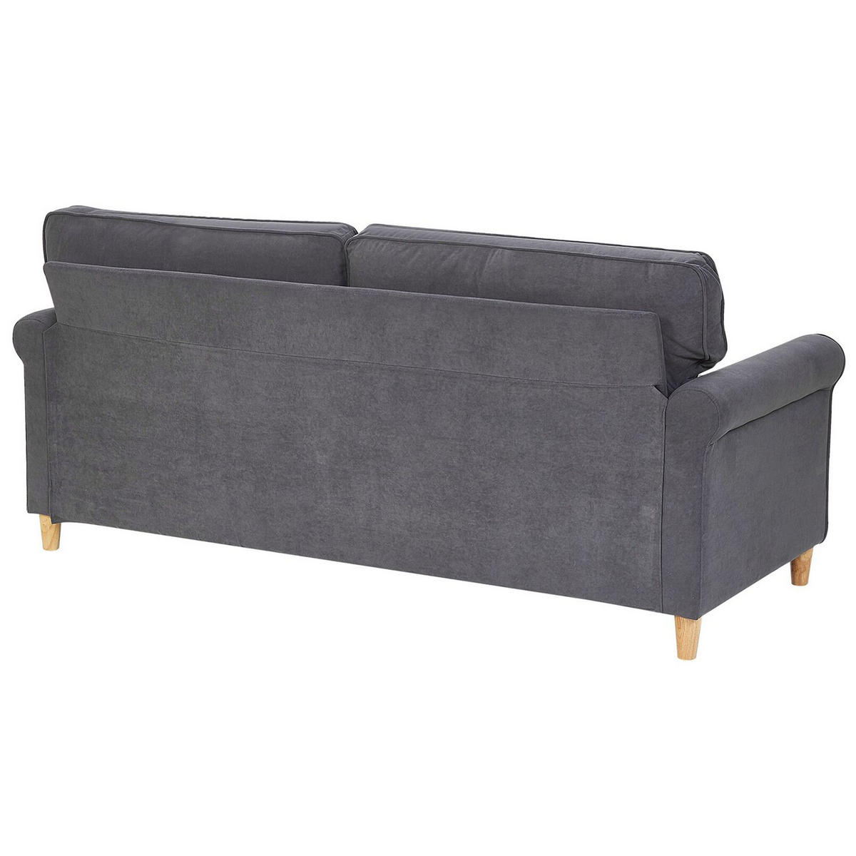 3-SITZER-SOFA Samtstoff Dunkelgrau Ronneby - Dunkelgrau, Textil (190/88/78cm) - Beliani