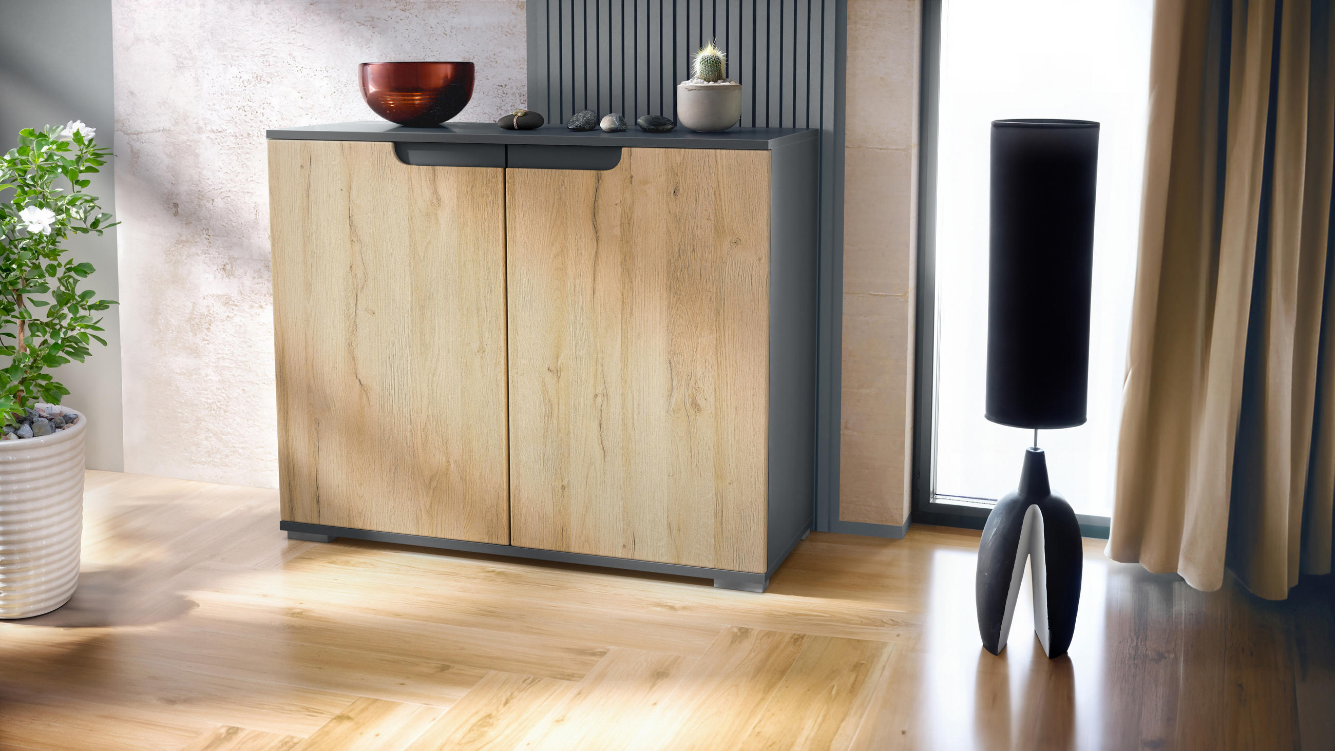 KOMMODE Sylt Eiche Natur - Eichefarben, Holzwerkstoff (92.5/75.5/35cm) - Vladon