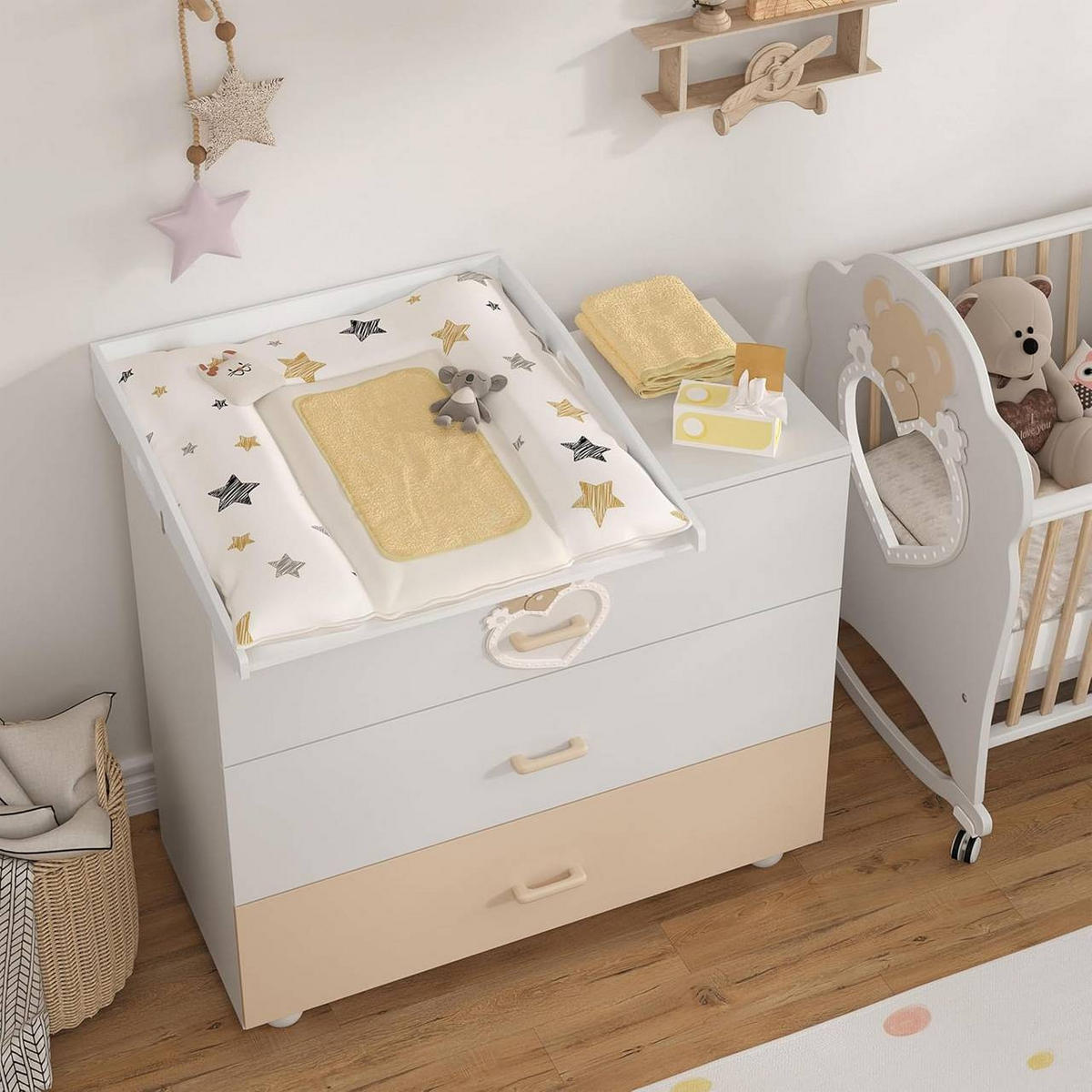 WICKELAUFSATZ für Kommode, 70x10x75 cm, Weiß - Weiß, Holzwerkstoff (70/10/75cm) - Woltu