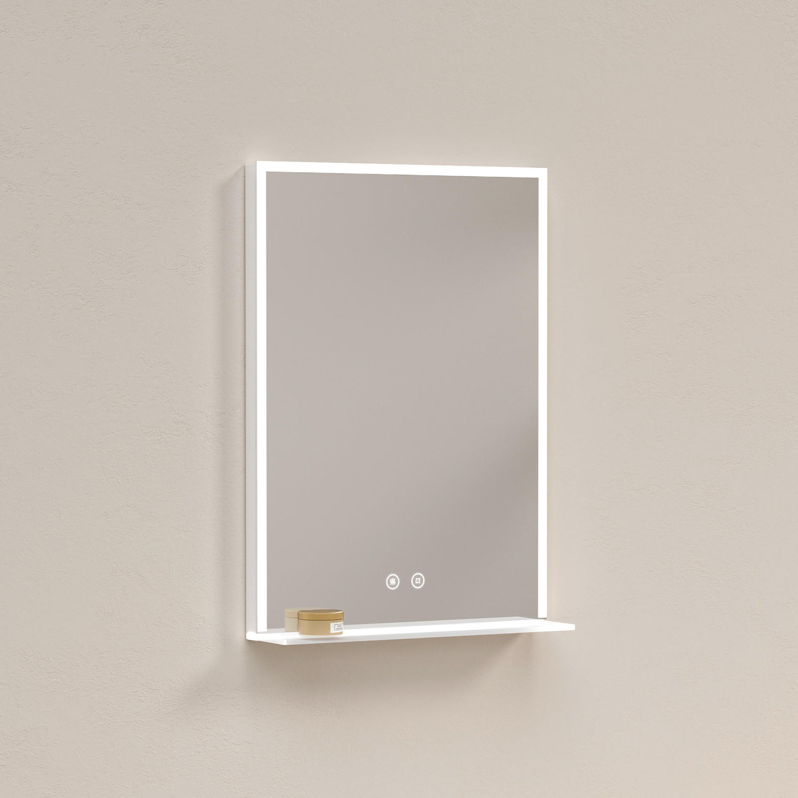 BADSPIEGEL mit Beleuchtung mit Ablage 70/50 cm - Weiß, Glas (50/3.5/70cm) - EMKE