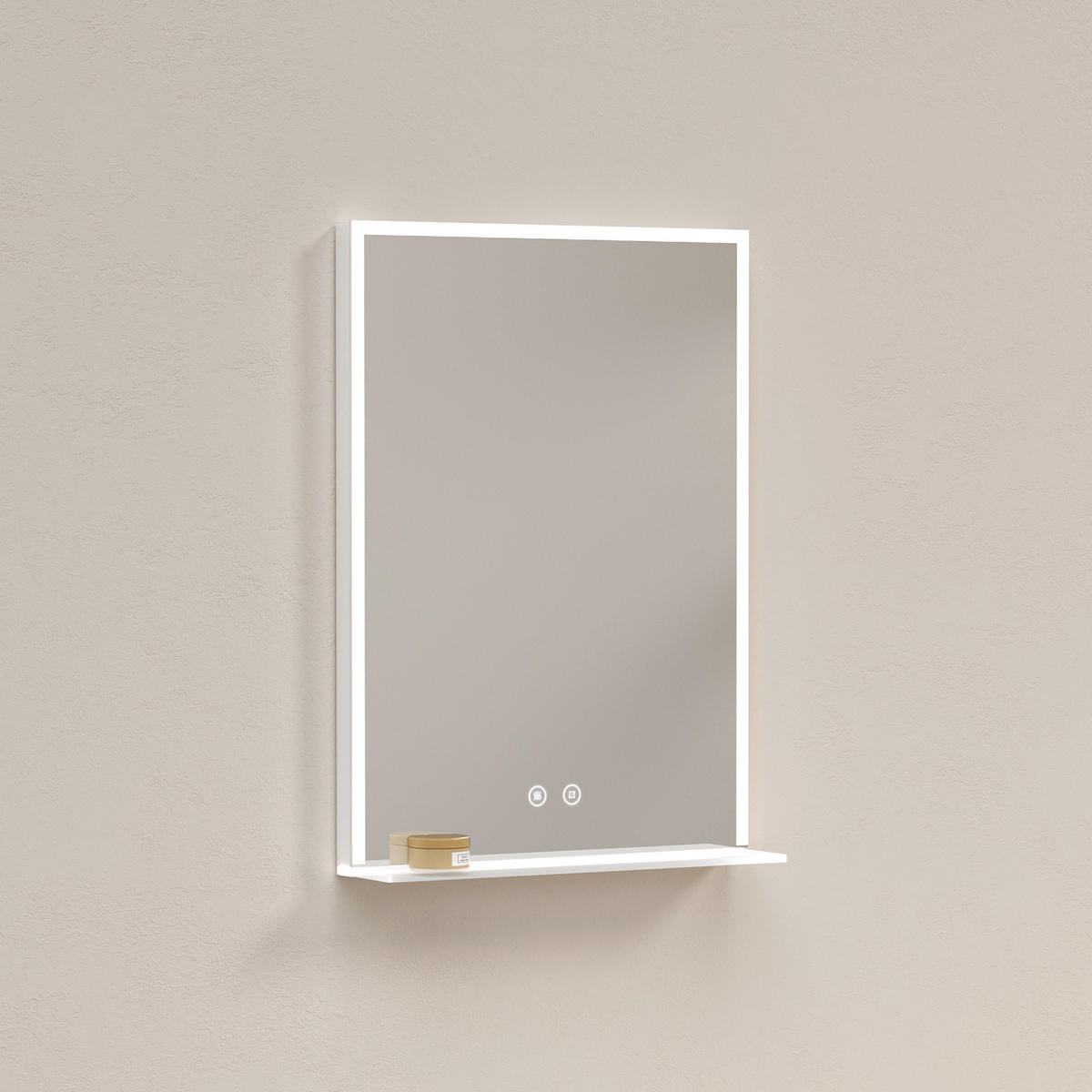 BADSPIEGEL mit Beleuchtung mit Ablage 70/50 cm - Weiß, Glas (50/3.5/70cm) - EMKE