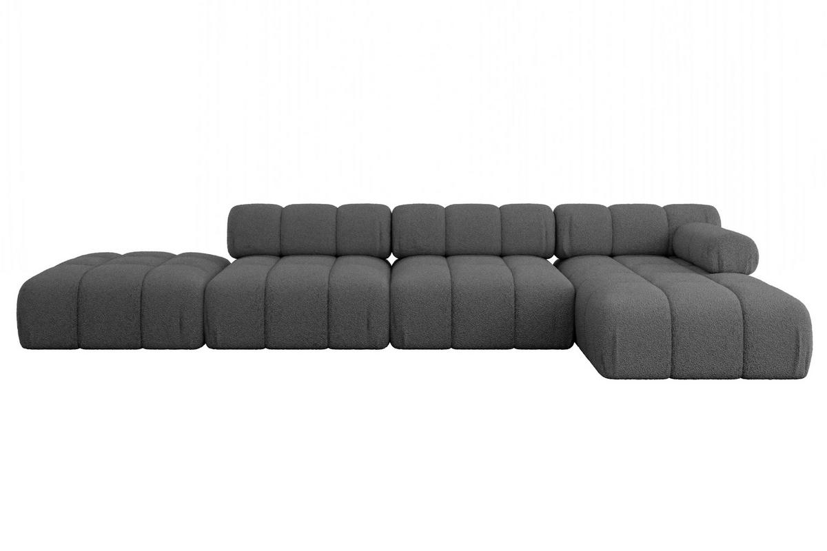 ECKSOFA modulares Sofa Lizur-L2 - 380x160x70 cm Grau Bouclé - Grau, Holzwerkstoff/Textil (380/160cm) - ALTDECOR