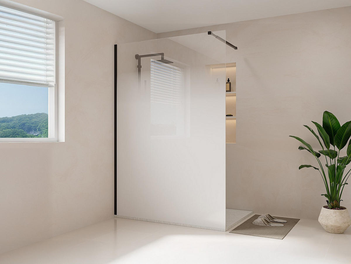 DUSCHWAND für begehbare Duschen Nebel - 140 x 200 cm - Schwarz matt - POMARO - Schwarz, Metall (140/200cm) - Vente-Unique