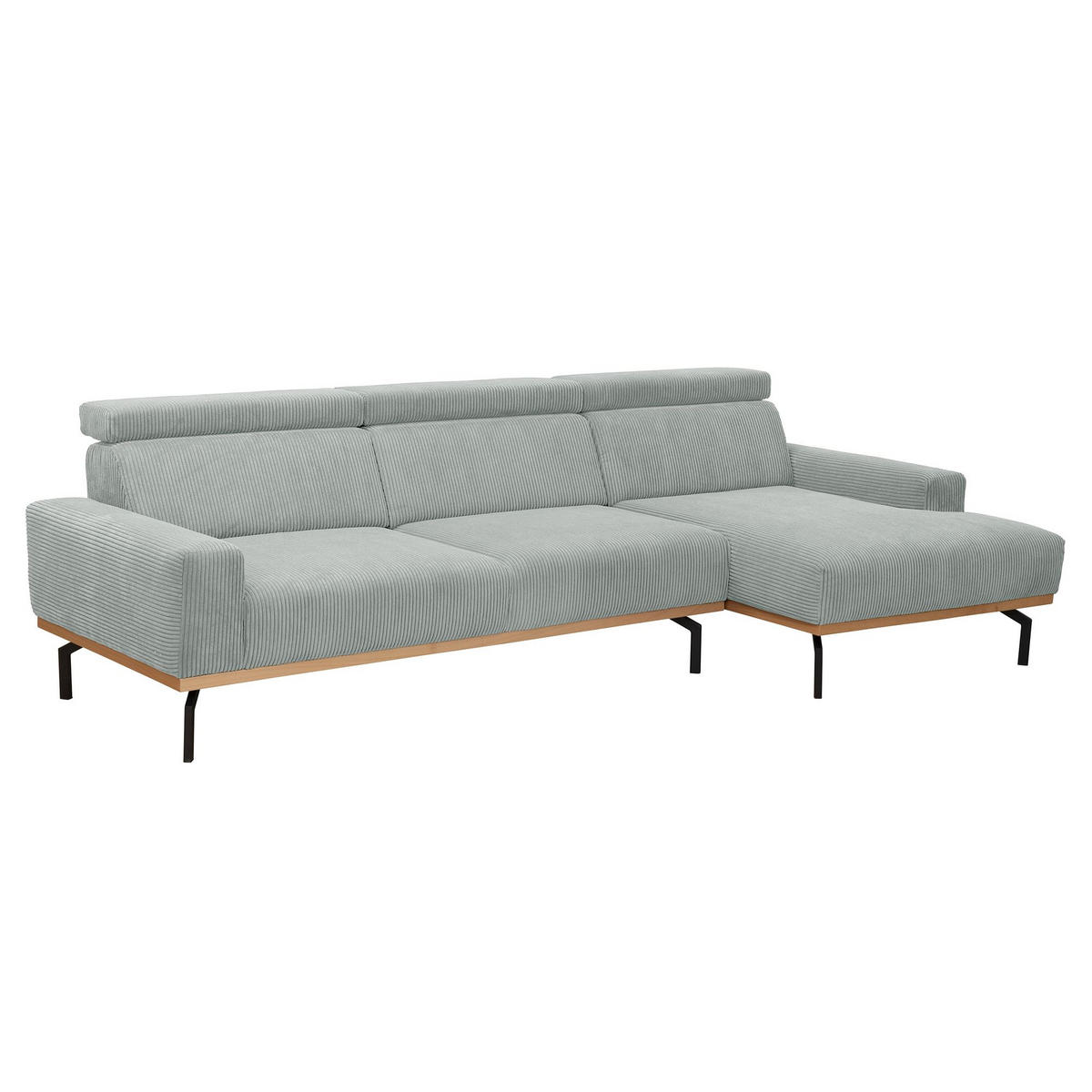 SOFA mit Longchair rechts Katrien Cordstoff silber - Silberfarben, Kunststoff (135/280cm) - 58aufmkessel