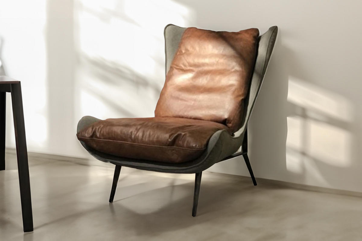 SESSEL ERIO Braun Leder - Dunkelbraun/Schwarz, Leder (77/90/85cm) - KAWOLA