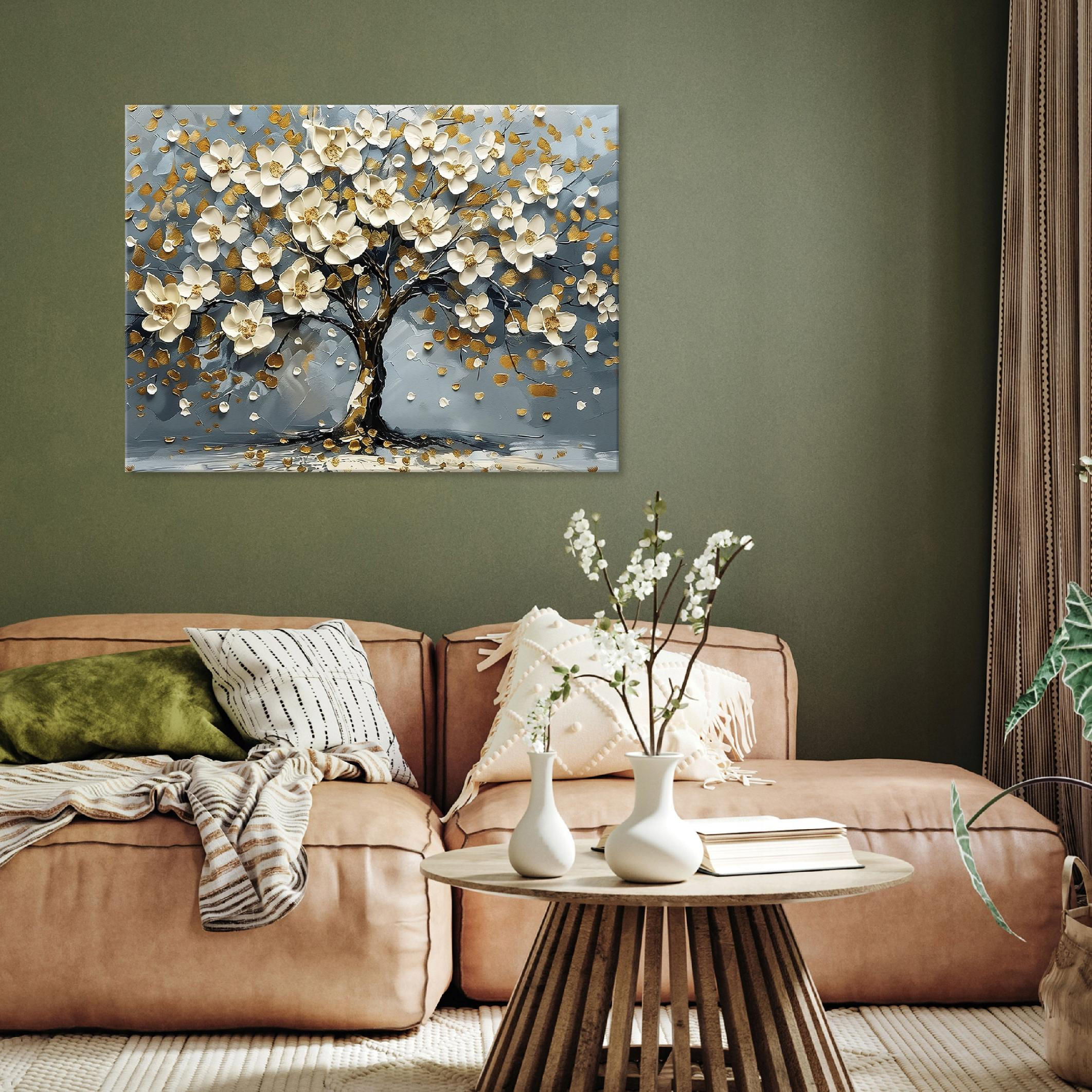 LEINWANDBILD Blumen Abstrakt Baum 100x70 - Multicolor, Holzwerkstoff (100/70cm) - Wallarena