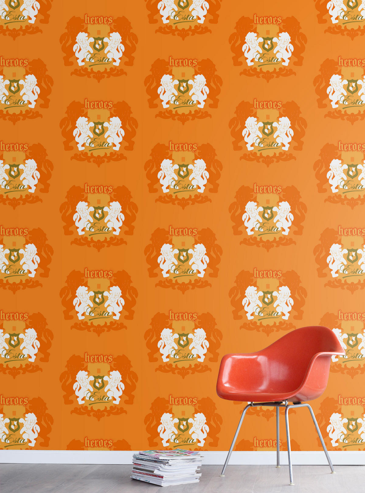 TAPETE Löwen 53 cm x 10.05 m - Orange, Papier (53/0.1cm) - ESTAhome