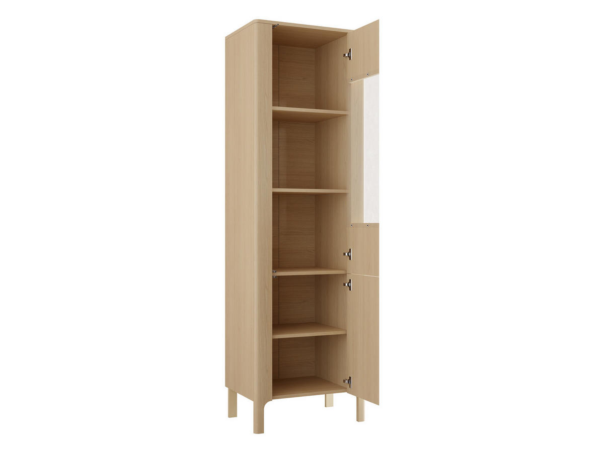 VITRINE Malumi MM04 2D mit weißer LED Beleuchtung - Eichefarben/Naturfarben, Holzwerkstoff/Metall (60/198/41cm) - MIRJAN24