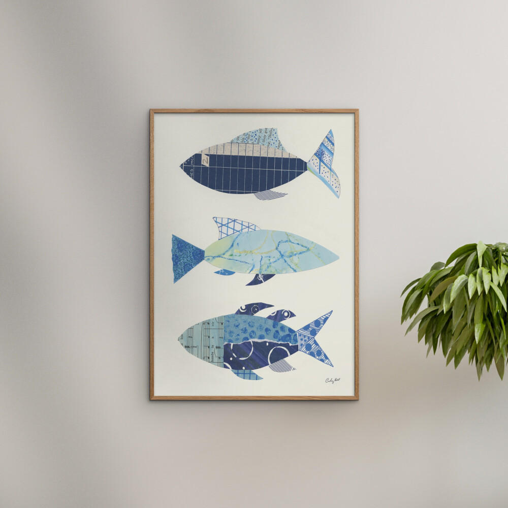 POSTER mit Rahmen Wild Apple - Go With the Flow IV - Blau/Eichefarben, Holz/Papier (50/70cm) - Poster&Frame