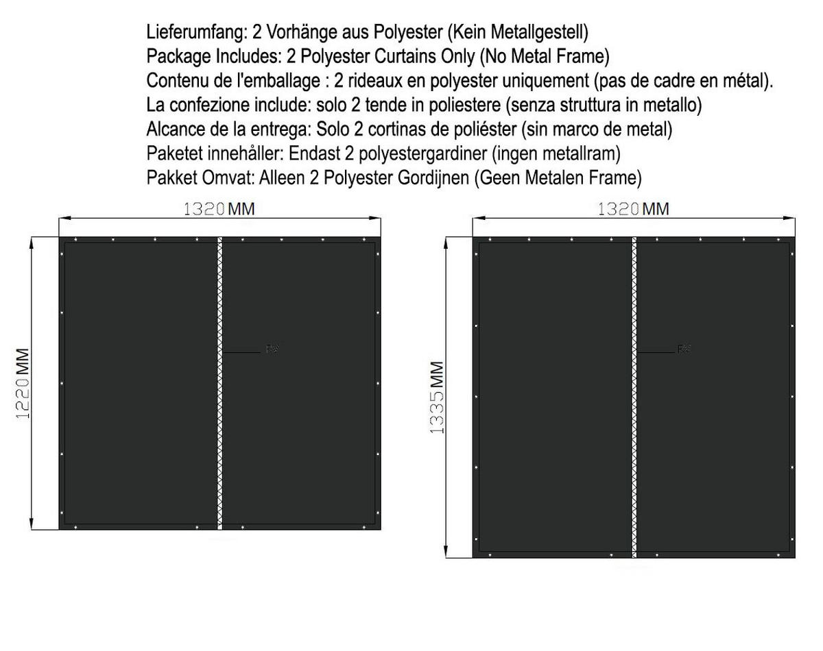 WETTERSCHUTZ Set für Kaminholzregal 143/145 cm Schwarz - Schwarz, Textil (143/145/1cm) - QUICK STAR