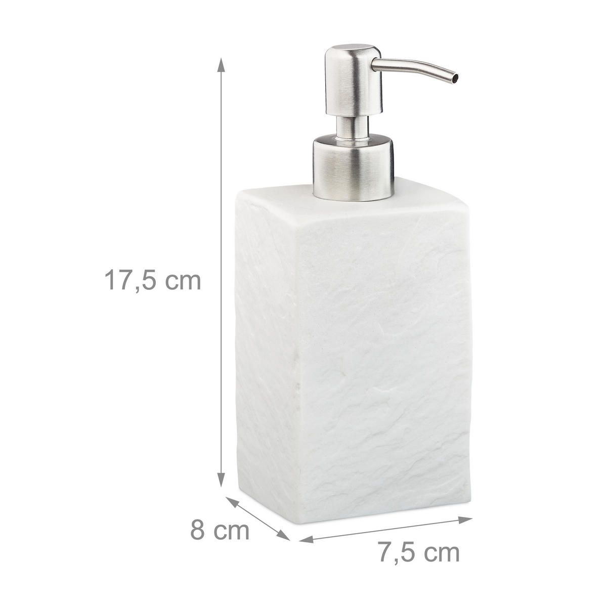 SEIFENSPENDER - Weiß, Kunststoff/Metall (7.5/17.5/8cm) - Relaxdays