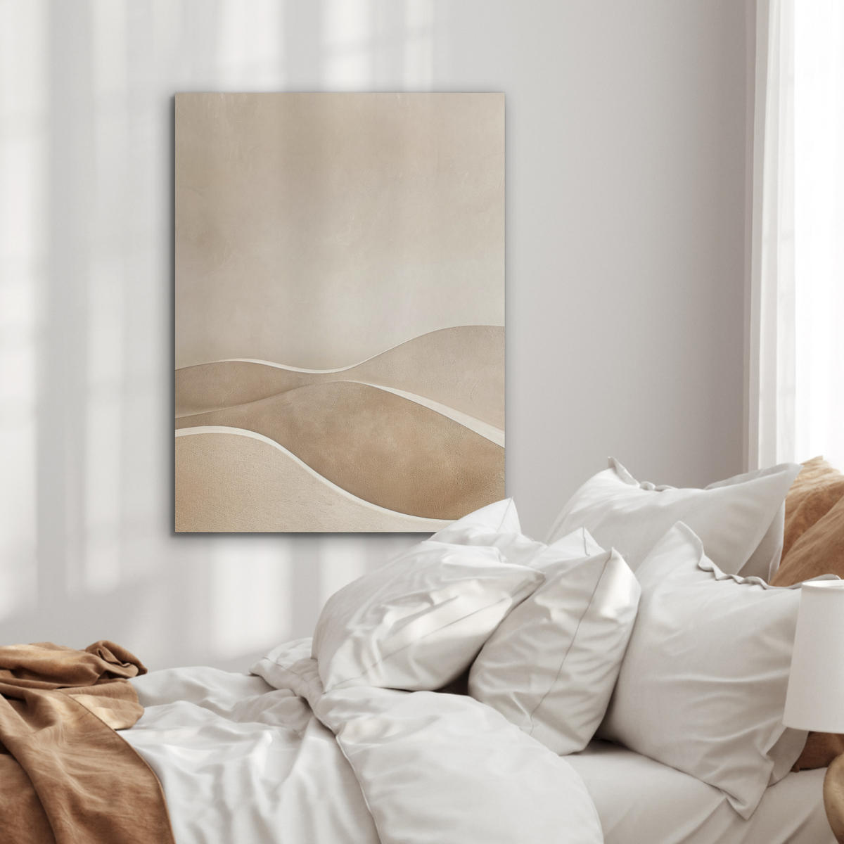 AKUSTIKPANEEL Beige - Natur - Abstrakt - Modern 60x80 cm - Beige, Textil (60/0.9/80cm) - MuchoWow