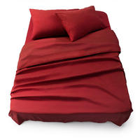BETTLAKEN 3er Set - Spannbettlaken 180x200x30cm 2X Kissenbezug 50x80cm - Aurora Red - Kirschrot, Textil (180/200cm)