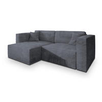 ECKSOFA NERIO Graphitfarben Kordstoff mit Schlaffunktion - Graphitfarben, Holz (245/148cm) - MASSENO