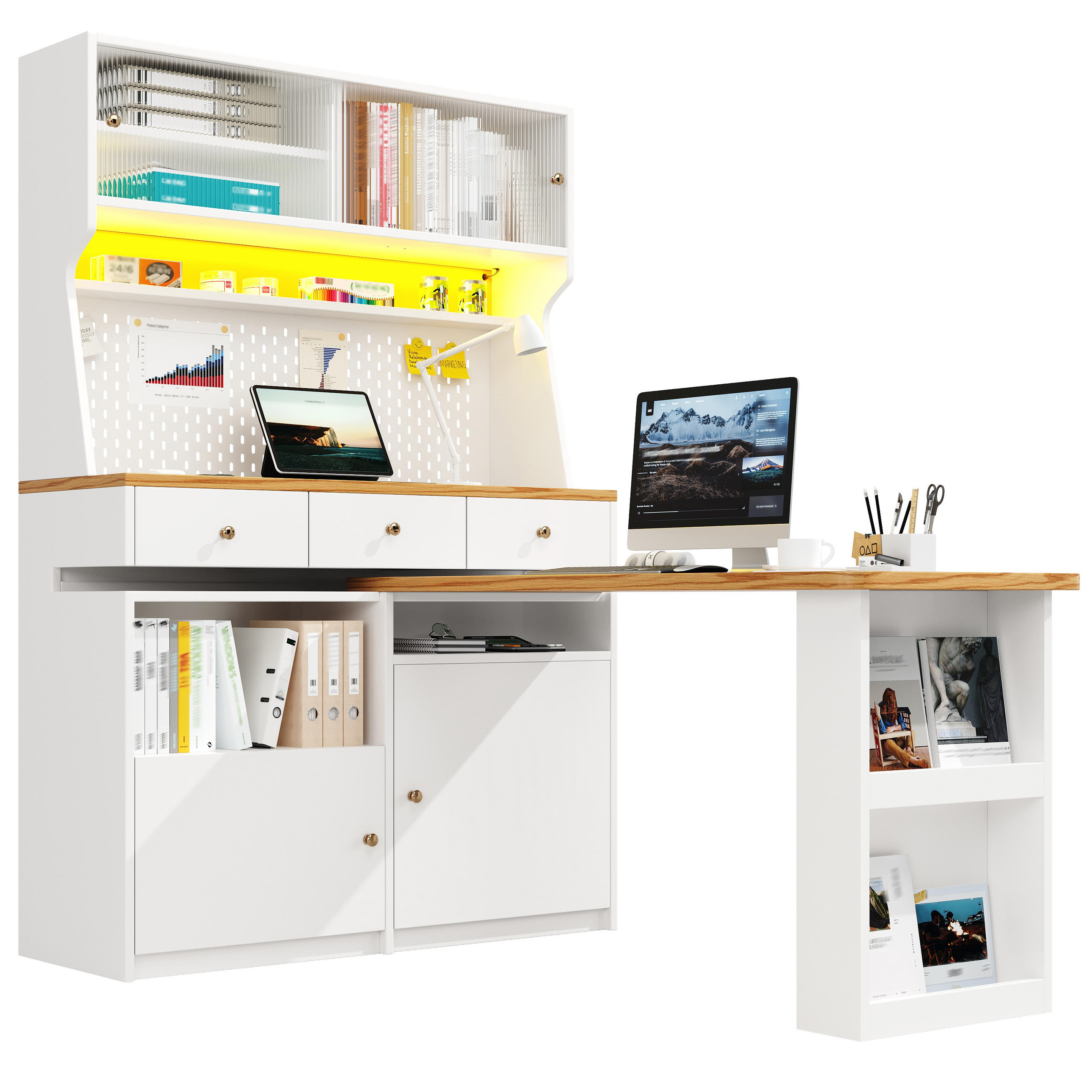 KÜCHENSCHRANK 137x45x178 Cm 2 Türen 3 Schubladen Weiß - Weiß, Holzwerkstoff (137/178/45cm) - FLIEKS