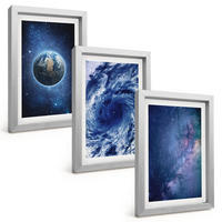 BILDER SET 3er Set - 20x30 cm Silberner Rahmen - Erde Weltraumsturm Galaxie - Silberfarben, Kunststoff (20/30cm) - TULUP