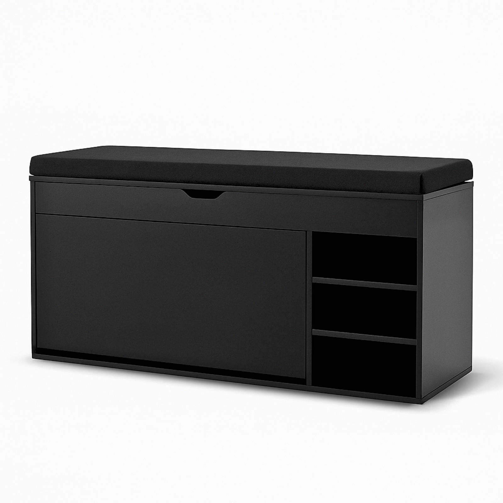 SCHUHSCHRANK Gradia 100/34/50 cm Sitzfläche ausziehbar - Schwarz, Holzwerkstoff (34/50/100cm) - BOXIMO