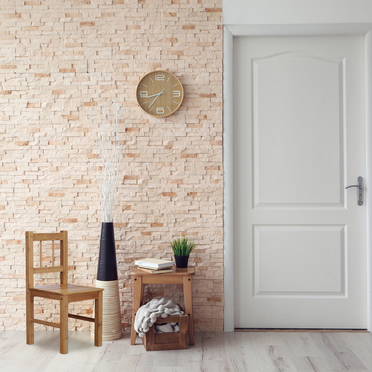 DEKO-STUHL - Hellbraun, Holz (27/57/29cm) - Relaxdays