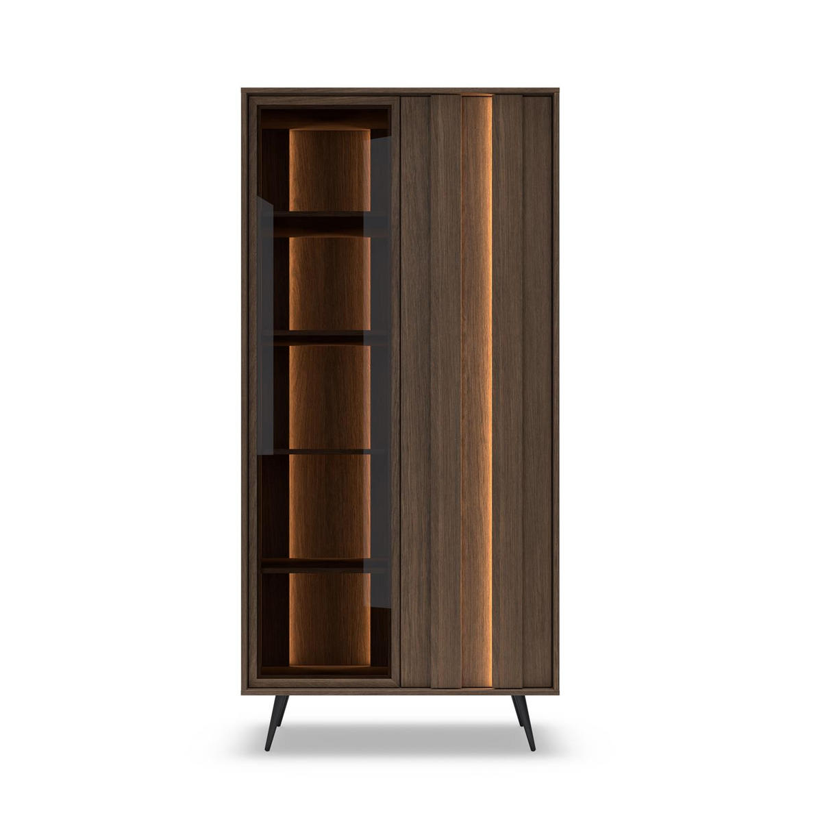 VITRINE Faro, mit Soft-Close und LED - Eichefarben, Holzwerkstoff (94/196/40cm) - Bettso