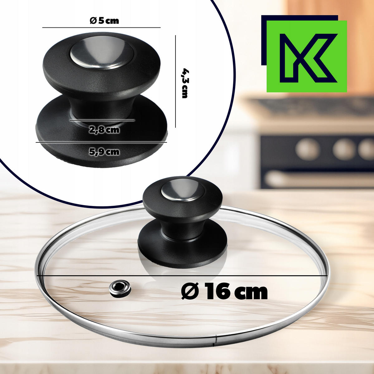 DECKEL mit Griff, 16 cm, 1 Stück - Transparent, Glas/Kunststoff (16cm) - KADAX