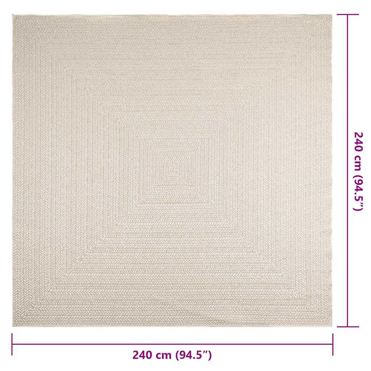 TEPPICH Zizur Creme 240/240 Cm Jute-Optik Indoor Und Outdoor - Creme, Kunststoff (240/240cm) - vidaXL