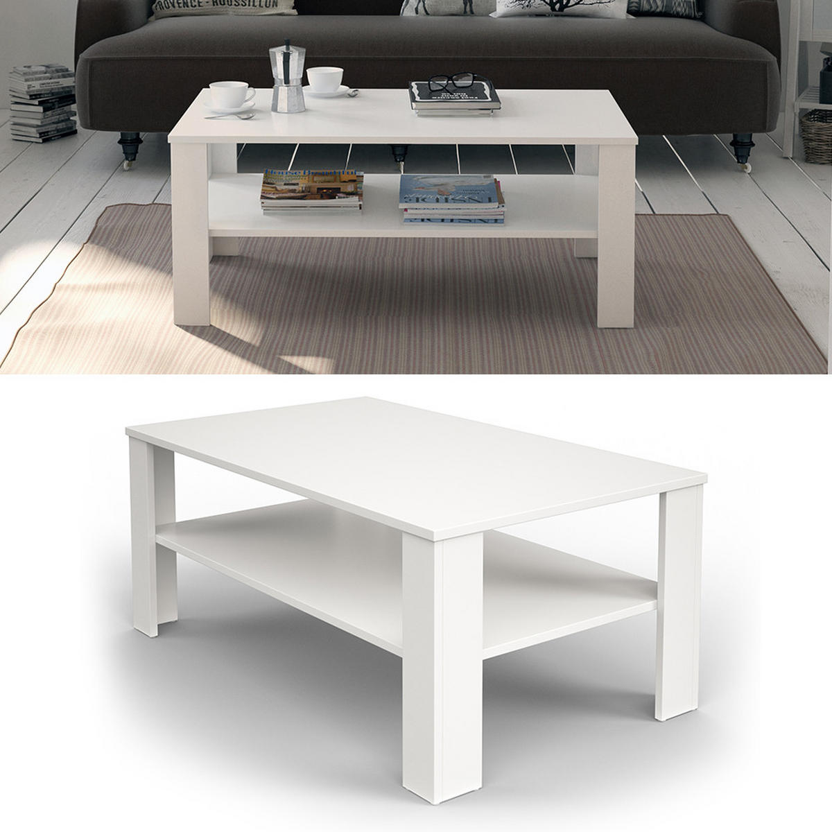 COUCHTISCH Weiß 100 x 60 cm - Weiß, Holzwerkstoff (60/100/42cm) - Vicco