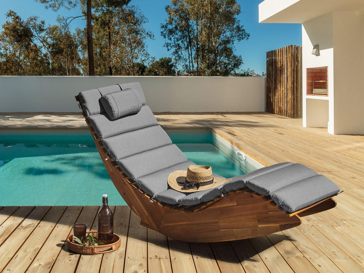 LIEGENAUFLAGE Grau meliert 60/180 cm Brescia Premium - Grau, Textil (180/5/60cm) - Beliani