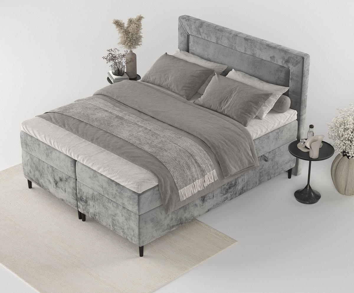 BOXBETT Noble Grau 160/200 cm - Schwarz/Grau, Holz/Holzwerkstoff (160/200cm) - Maison de Reve