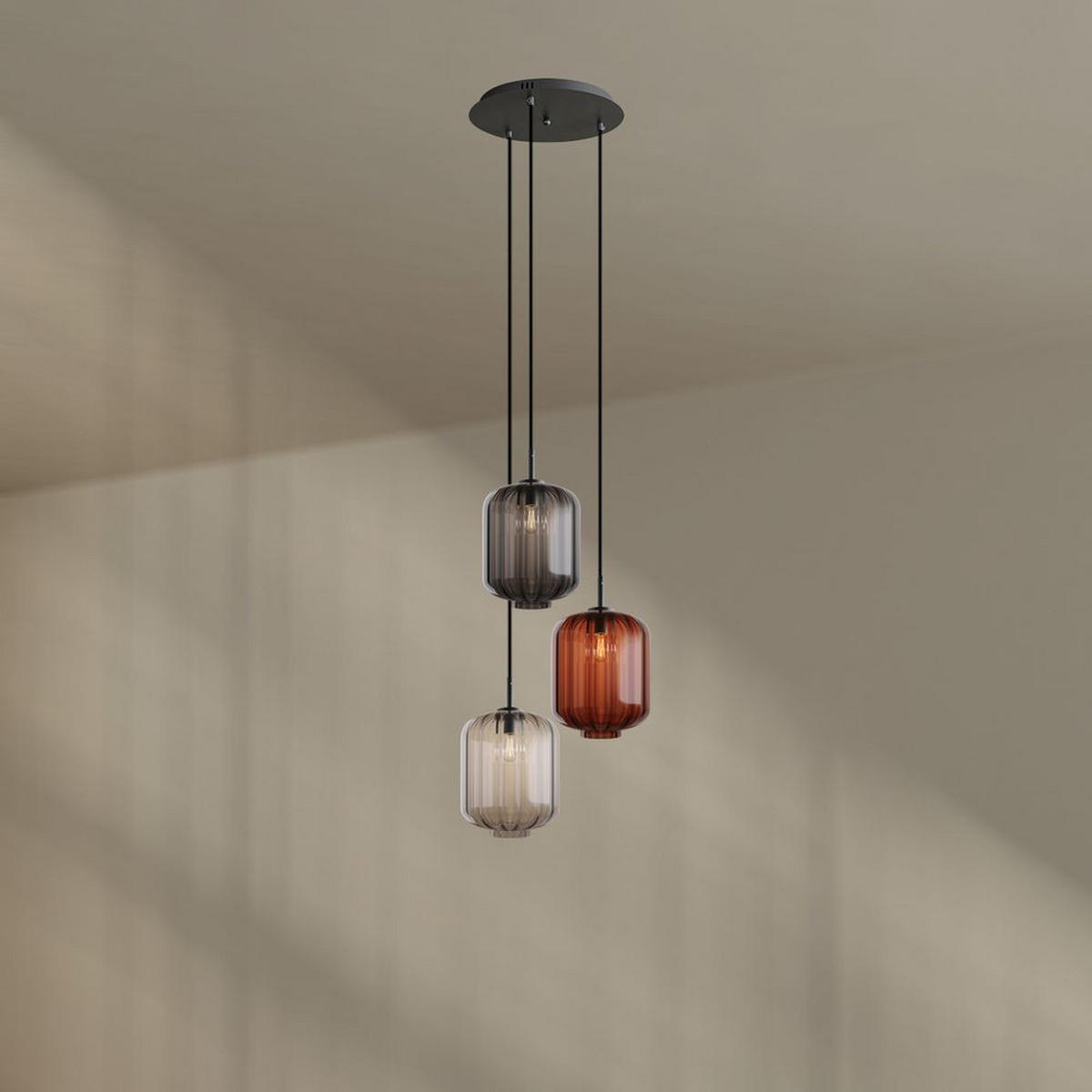 GALERIELEUCHTE Velo 3-flammig Mehrfarbig Ø 25 cm - Multicolor/Schwarz, Glas (25/25/27cm) - s.luce
