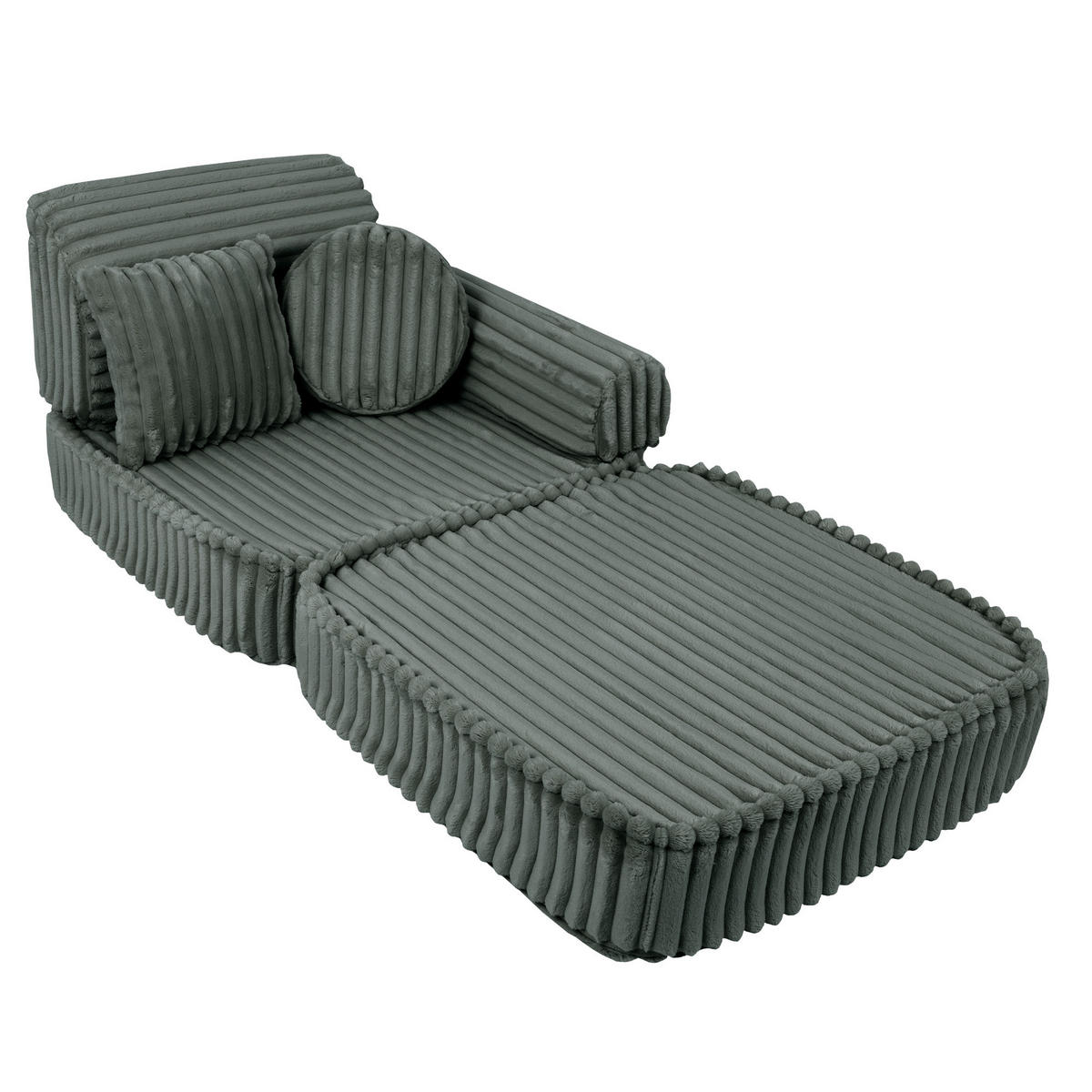 KINDERSOFA, Pocket Basic, Churros, Waldgrün - Dunkelgrün, Textil (120/25/60cm) - MeowBaby
