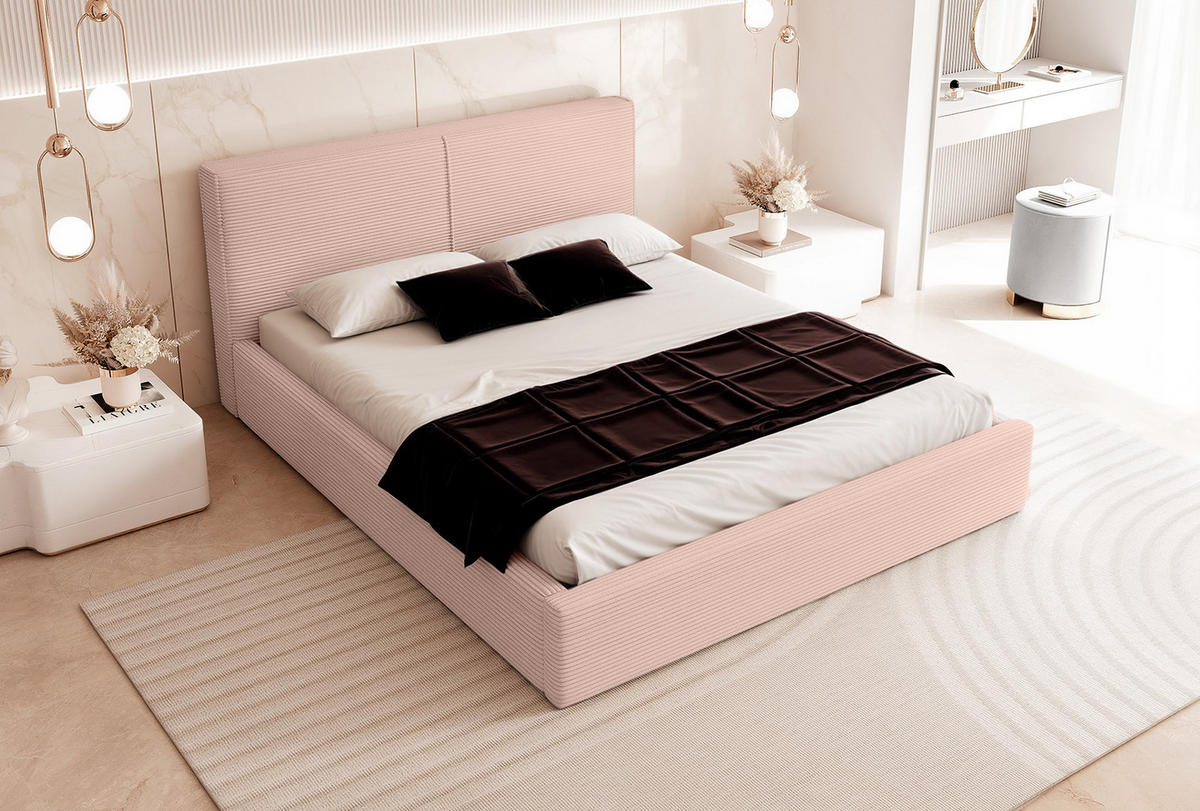 POLSTROVACÍ POSTEL VIVELO 120x200 cm, Růžová - růžová, textil (200/120cm) - Fedve