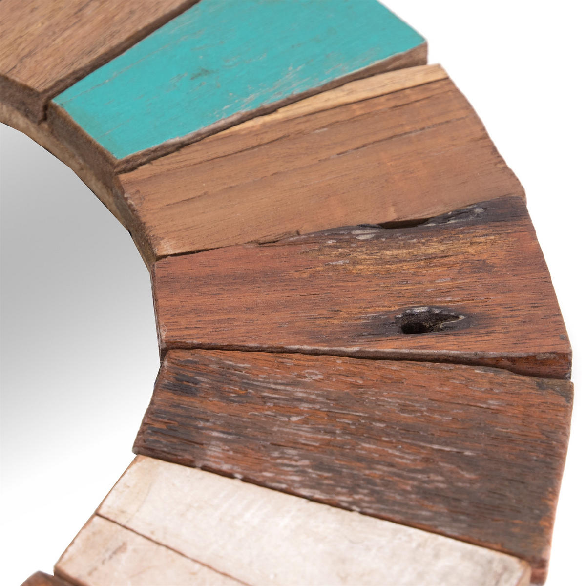 WANDSPIEGEL Poppy Recyclingholz massiv, rund bunt - Multicolor, Holz (50/50/3cm) - DESIGN DELIGHTS