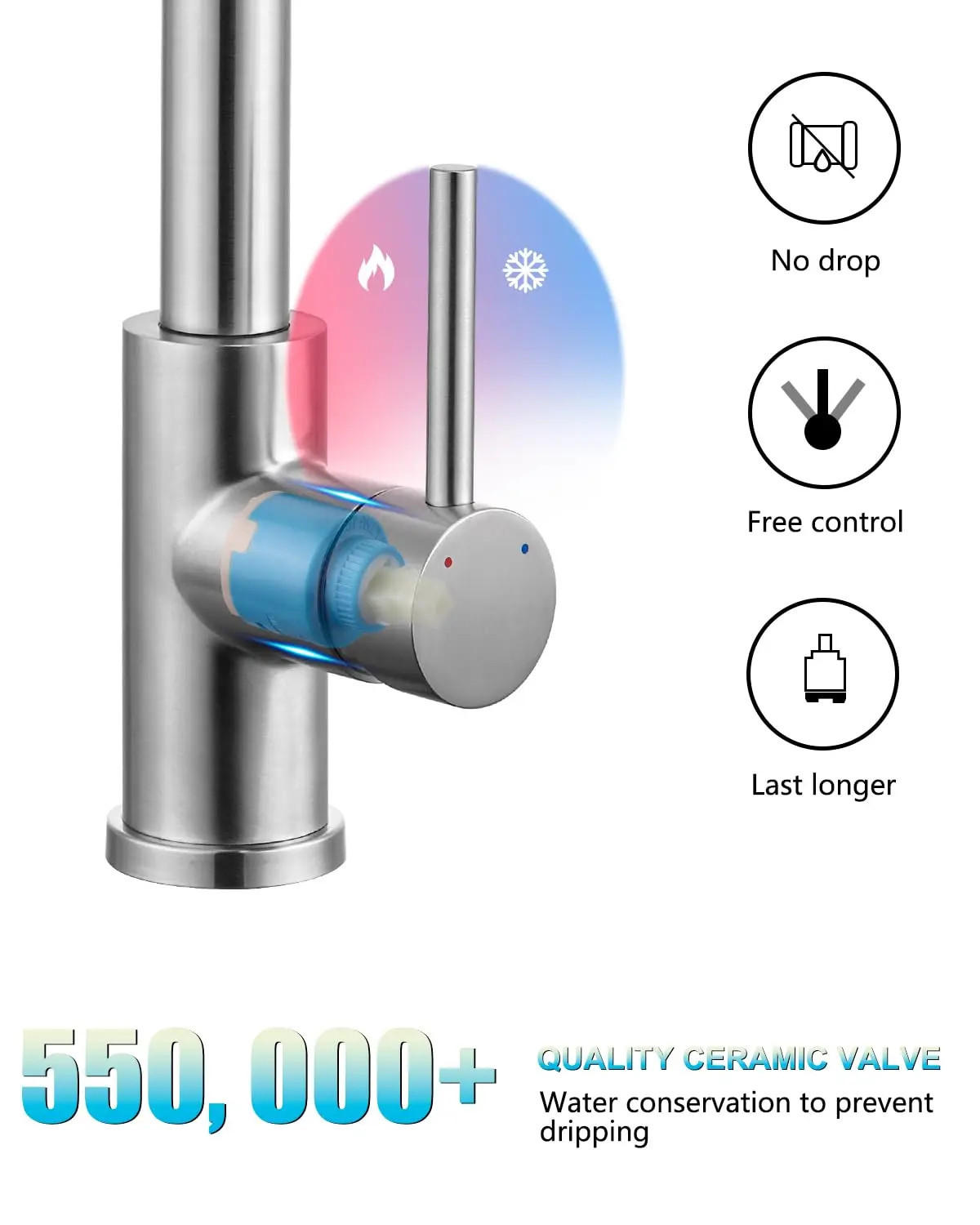 KÜCHENARMATUR ausziehbar drehbar 360° Sprühfunktion - Silberfarben, Metall (28/35/5cm) - Kaket
