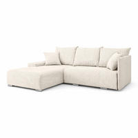 ECKSOFA L-Form Schlaffunktion Livorno Cord-Stoff Ecru Links - Chromfarben/Ecru, Holz/Kunststoff (246/188cm) - Kaiser Möbel