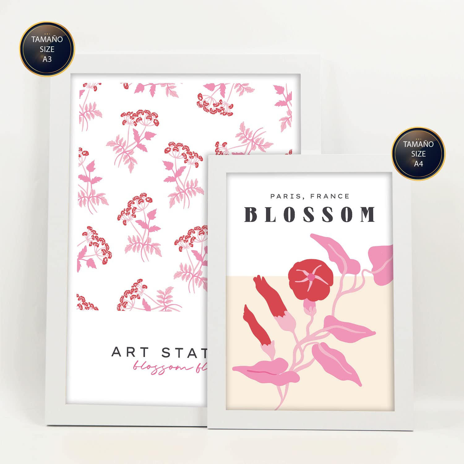 POSTER Set Mit 6 Blumen Feldblumen Natur Und Botanikdrucke Für Innenarchitektur A3 & A4 Weißer Rahmen - Weiß, Papier (29/3cm) - Nacnic