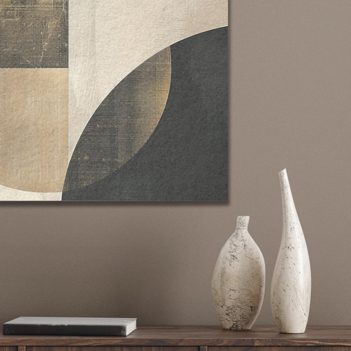 AKUSTIKBILD Abstrakt - Geometrische Formen - Schwarz - Gold Wandbilder 60x60 cm - Ecru, Kunststoff (60/60/0.9cm) - MuchoWow