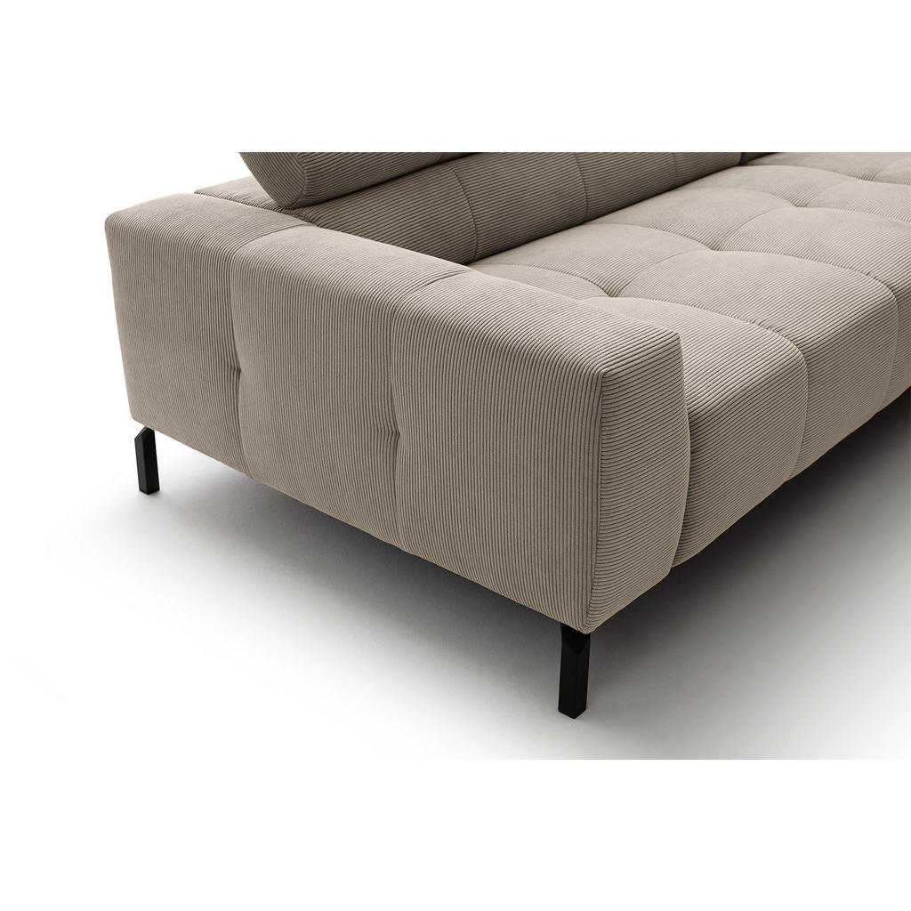 Thumbnail - Kawola Ecksofa, Beige, Schwarz, Textil, Echtholz, 4-Sitzer, Füllung: Komfortschaum, Ottomane rechts, L-Form, 311x219 cm,...