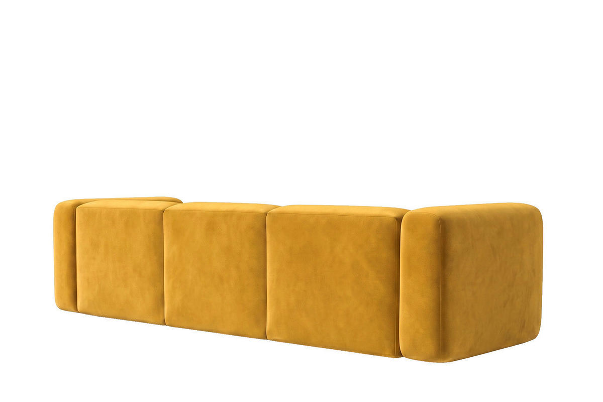 ECKSOFA L-Form, Velvet-Stoff Bluvel, Golden, Rechts, GRETA - Goldfarben, Holz (318/179cm) - Kaiser Möbel