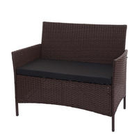 POLY-RATTAN GARTENBANK Braun, Schwarz - Schwarz/Braun, Kunststoff (106/83/60cm) - MCW