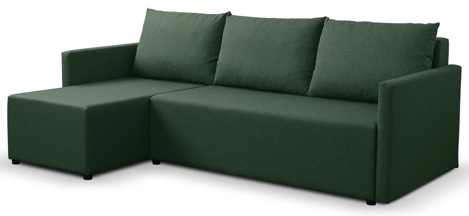ECKSOFA Solid mit Schlaffunktion und Bettkasten - Dunkelgrün, Holz/Holzwerkstoff (217/138cm) - Ravio