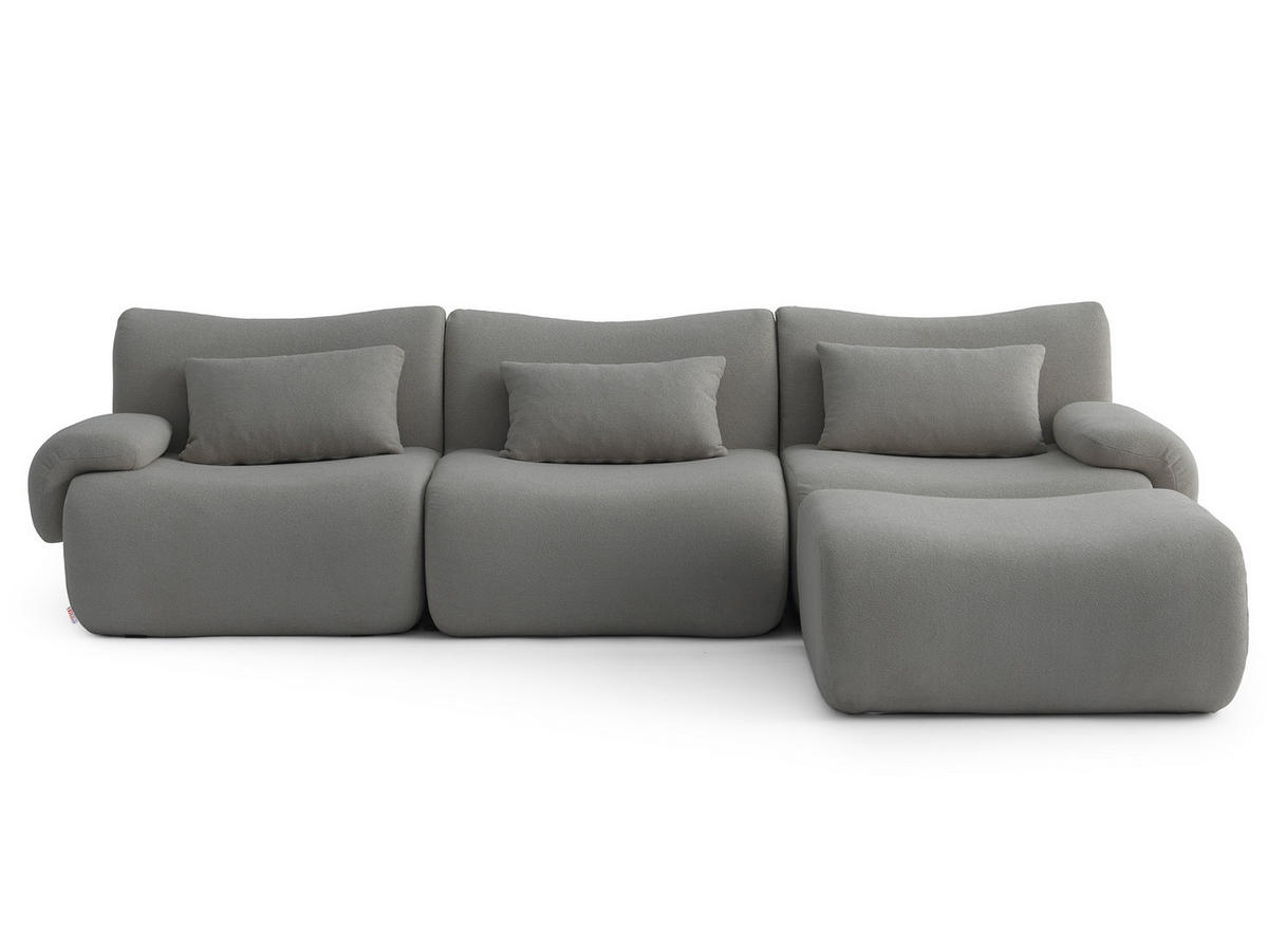 ECKSOFA Bouclé-Stoff Wolkengrau - Grau, Textil (281/190cm) - MILYsofa