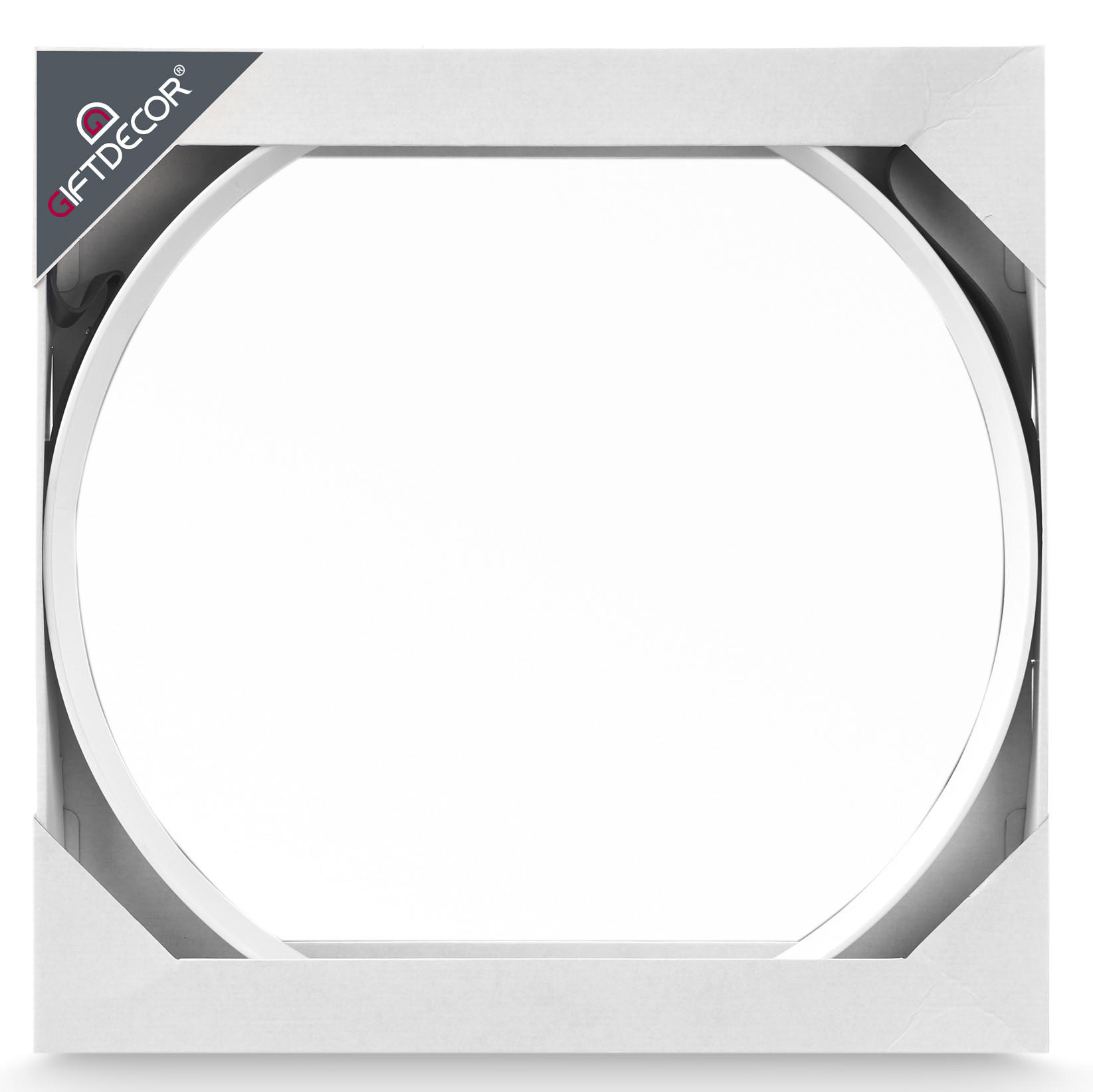 WANDSPIEGEL dekorativ Ø 53 cm - Weiß, Glas (51/4.5/76cm) - Giftdecor