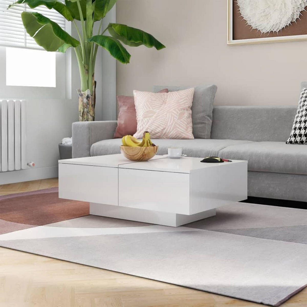 COUCHTISCH Hochglanz-Weiß 90x60x31 cm Holzwerkstoff - Weiß, Holzwerkstoff (60/90/31cm) - furnicato