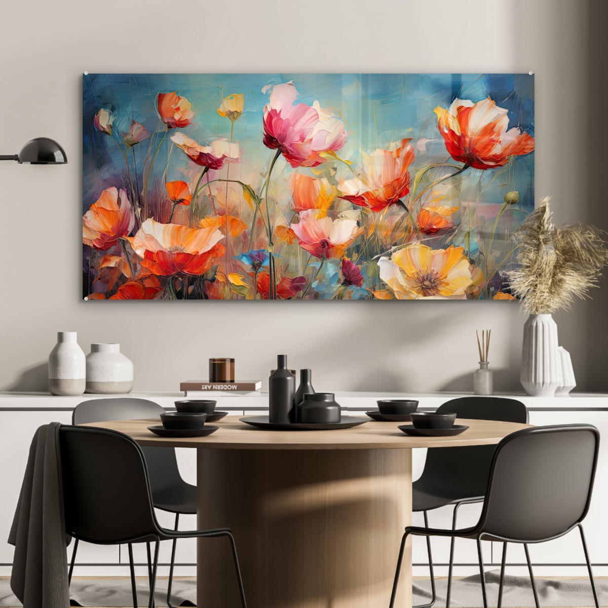 OBRAZ NA AKRYLOVOM SKLE Kvety - Akvarel - Umenie - Botanické - Príroda 120x60 cm - oranžová, sklo (120/60cm) - MuchoWow