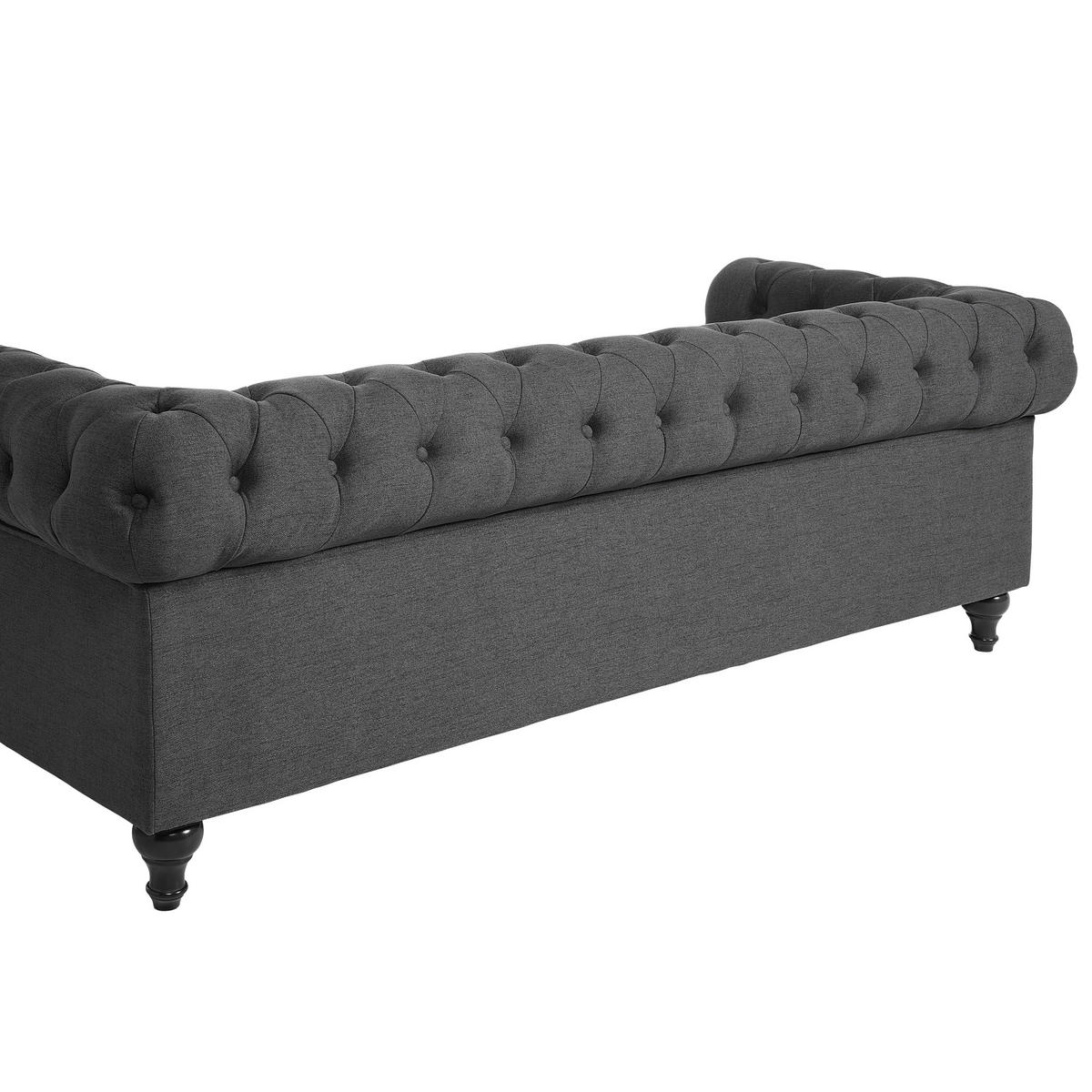 3-SITZER-SOFA Polyester Grau Chesterfield - Grau, Textil (202/70/75cm) - Beliani