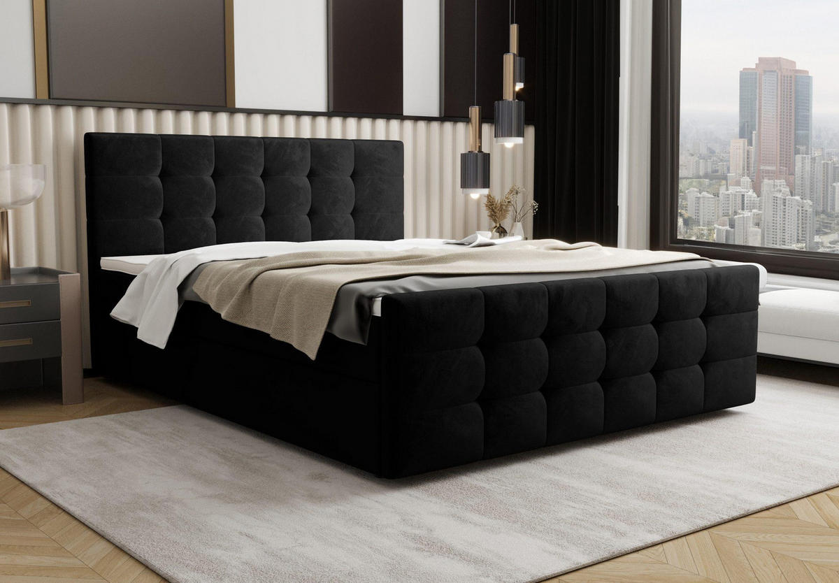 BOXBETT Coria III Schwarz 180x200 cm - Schwarz, Textil (180/200cm) - B&B Home