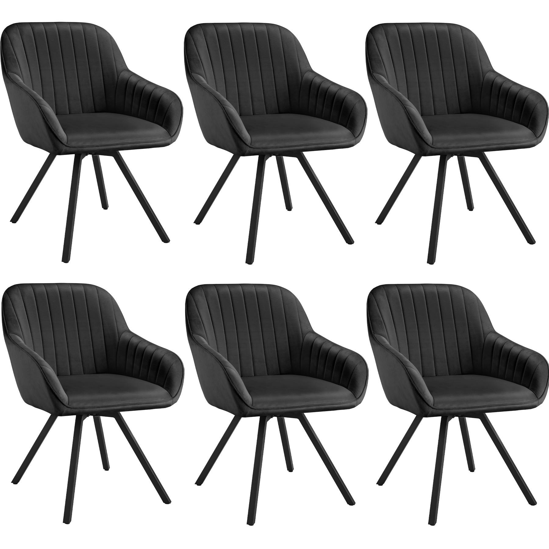 ARMLEHNSTUHL 6er Set drehbar Snug 58 x 58 x 82 cm, schwarz - Schwarz, Textil (58/82/58cm) - tectake